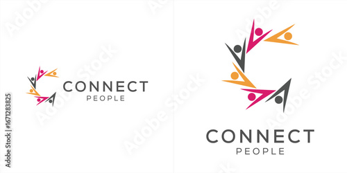 Connect people logo design vector, teamwork business ,company and logo design vector