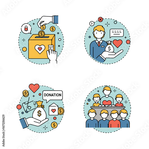 Charity concepts icons