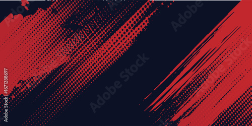 Red halftone dots blue color pattern gradient grunge texture background. Dot pop art comic sport style Vintage pop art retro pop arts retro sport