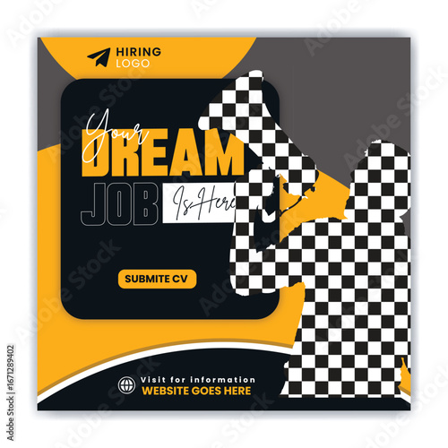 We are hiring recruitment open job vacancy design vector social media post ,banner and poster template or web banner layout .
