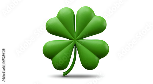 A bright green four leaf clover symbol of good luck