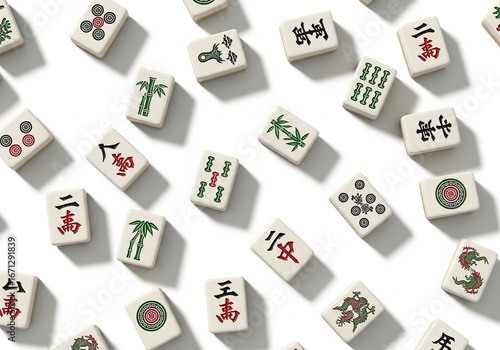 Mahjong tiles isolated 