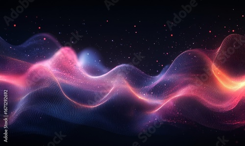 Abstract image on a dark background, showcasing interconnected data points representing digital transformation and big data. Advanced AI-driven systems shaping the future, Generative AI