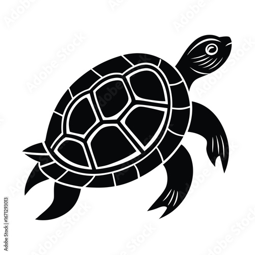Turtle vector silhouette on white background