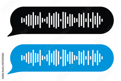 Voice message bubble with sound wave, showing paused playback, representing the action of listening to a voice message in a chat application in eps 10.