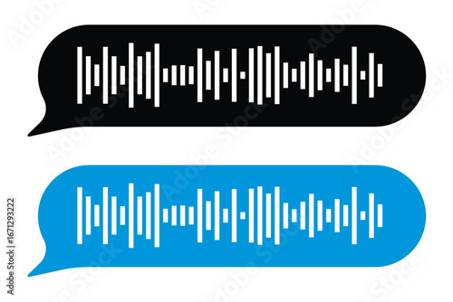 Voice message bubble with sound wave, showing paused playback, representing the action of listening to a voice message in a chat application in eps 10.