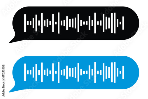 Soundtrack of sound waves of audio chat dialogue voice message in social media messenger, in messaging app, in recording studio. Vector illustration of sound signal for melody in eps 10.