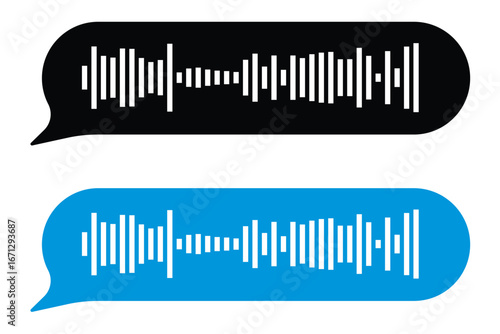 Soundtrack of sound waves of audio chat dialogue voice message in social media messenger, in messaging app, in recording studio. Vector illustration of sound signal for melody in eps 10.