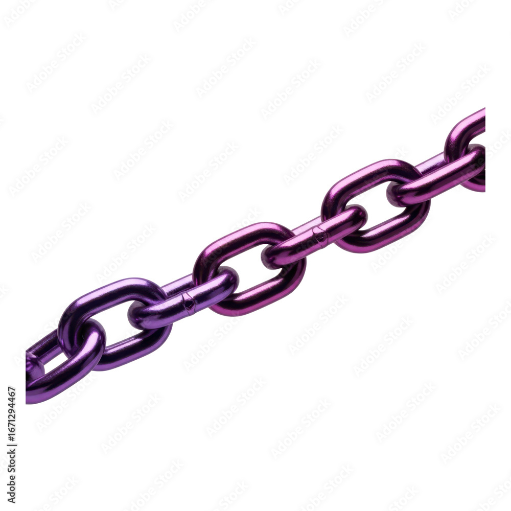 Fototapeta premium Purple metal chain isolated on transparent background