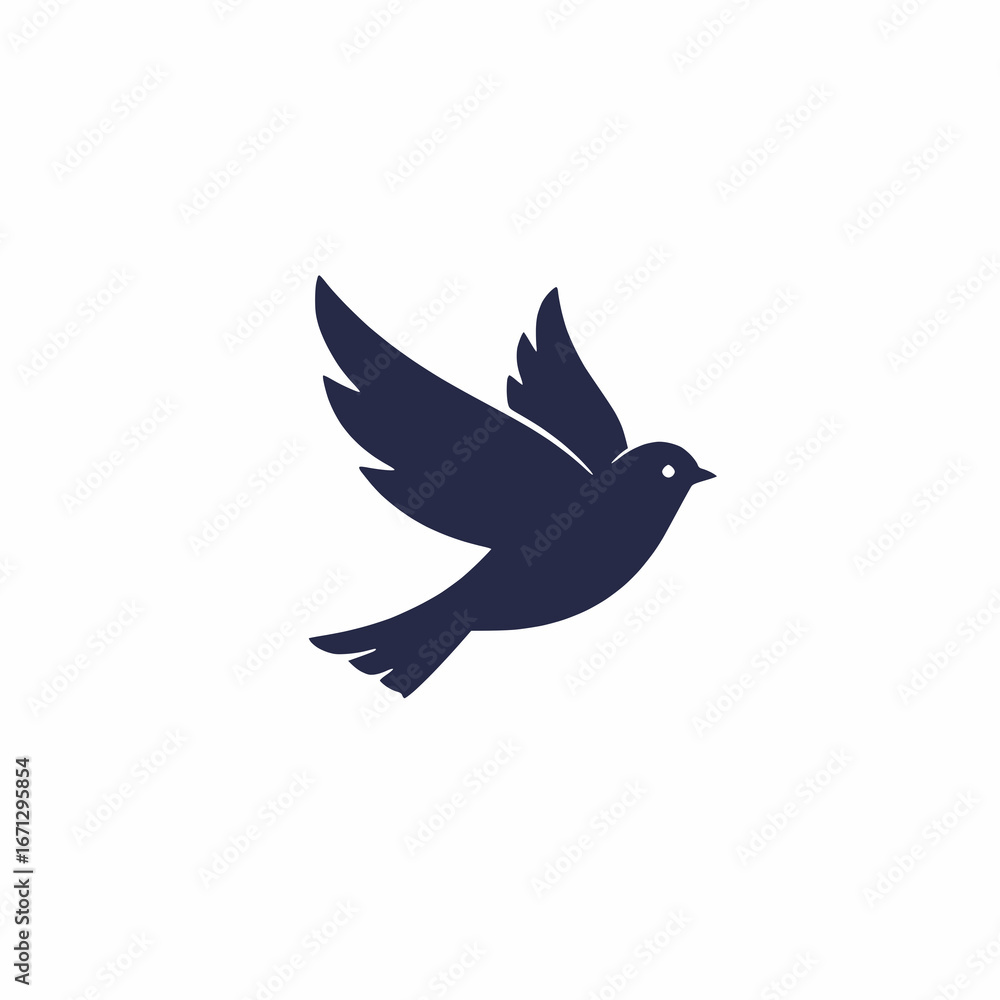 Obraz premium Solid color bird flying vector illustration minimal icon