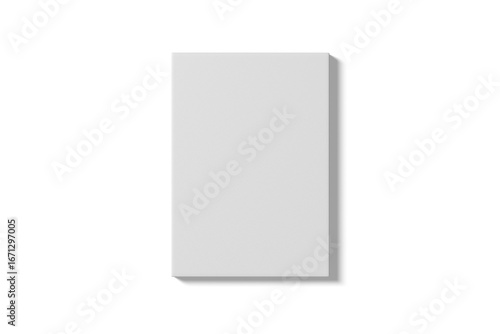 Flat Lay View of Blank White Portrait Painting Canvas, 3d Illustration