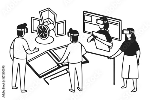 Innovative product design visualization using advanced virtual reality technology and futuristic user interface elements