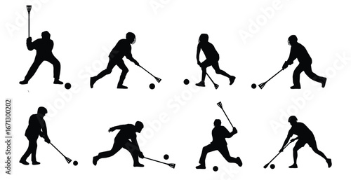 Broomball player silhouette