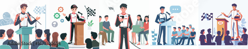 racer vector giving a speech