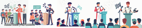 racer vector giving a speech