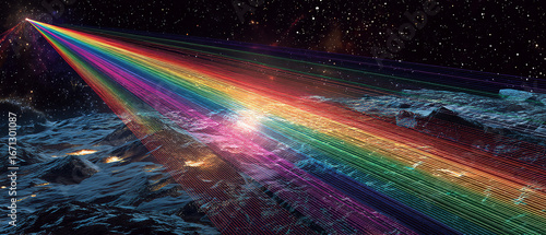 Colorful light beams in a cosmic landscape