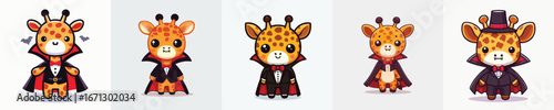 giraffe vector wearing Dracula costume