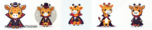 giraffe vector wearing Dracula costume