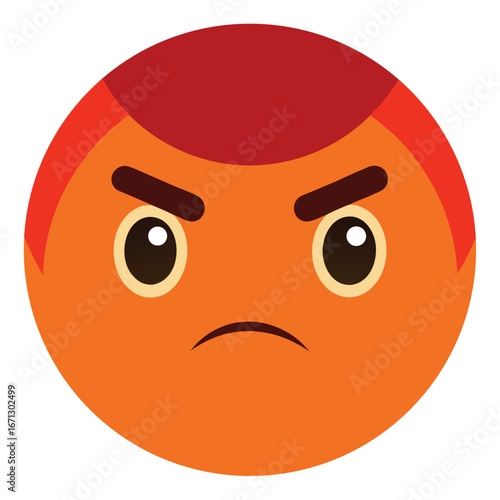 Angry Orange Emoji Face With Red Hair Illustration Showing Frustration and Irritation