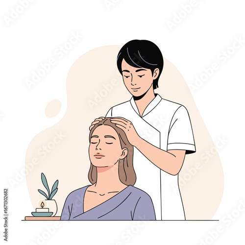 Professional therapist giving a wrist massage to a woman for carpal tunnel syndrome isolated on white background