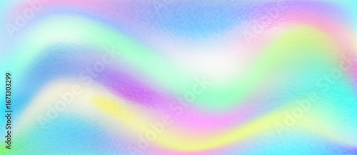 Iridescent metal foil background with holographic rainbow gradient transitions. Smooth metallic surface texture in dreamy pastel spectrum for modern digital design projects. Bright brilliance bg.