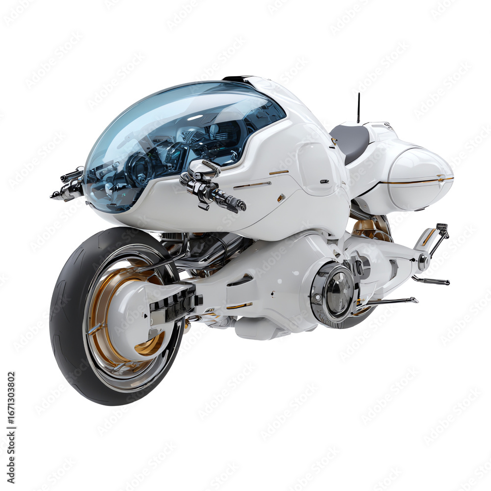 Fototapeta premium 3D Render of Hover Bike with Transparent Cockpit Isolated on Transparent White Background