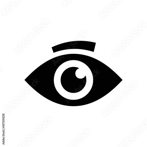 Stylized Black and White Eye Icon with Eyelash Detail