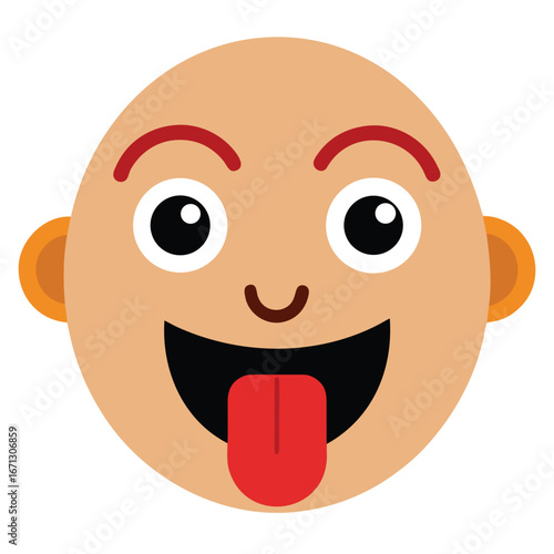 Cartoon Baby Face Expression with Tongue Sticking Out and a Funny Smile