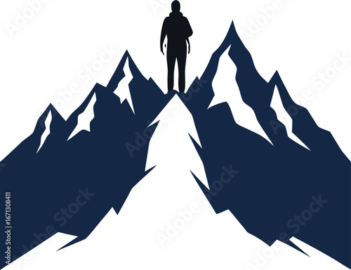 Silhouette of Person on Mountain Peak