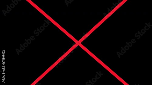 Animated red cross mark doodle with alpha channel, symbolizing wrong, error, stop or cancel. Perfect for overlay in video editing and motion graphics.