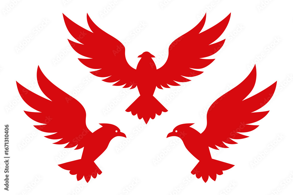 Fototapeta premium set of Eagle flying high icon silhouette vector