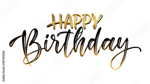 Happy birthday gold text vector graphic design for birthday cards and birthday party decorations designs download
