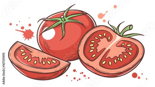 Fresh ripe tomatoes illustration for healthy eating and organic food concept vector design element hundred c