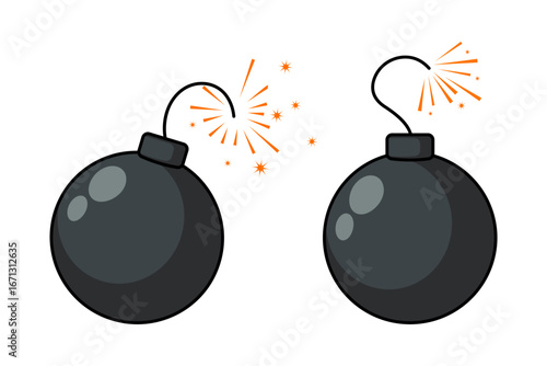 Vector illustration of Bomb set on transparent background