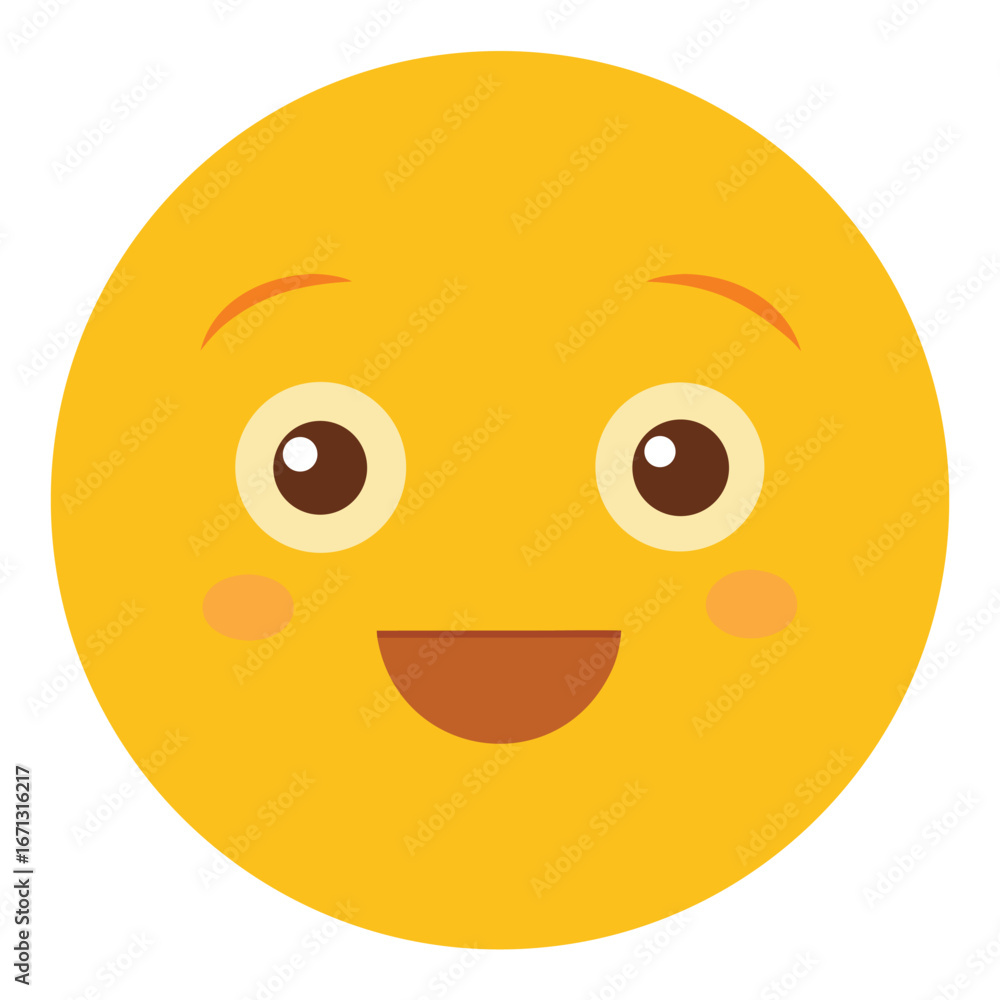Fototapeta premium Cheerful Golden Yellow Smiley Face with Brown Eyes and a Smiling Mouth