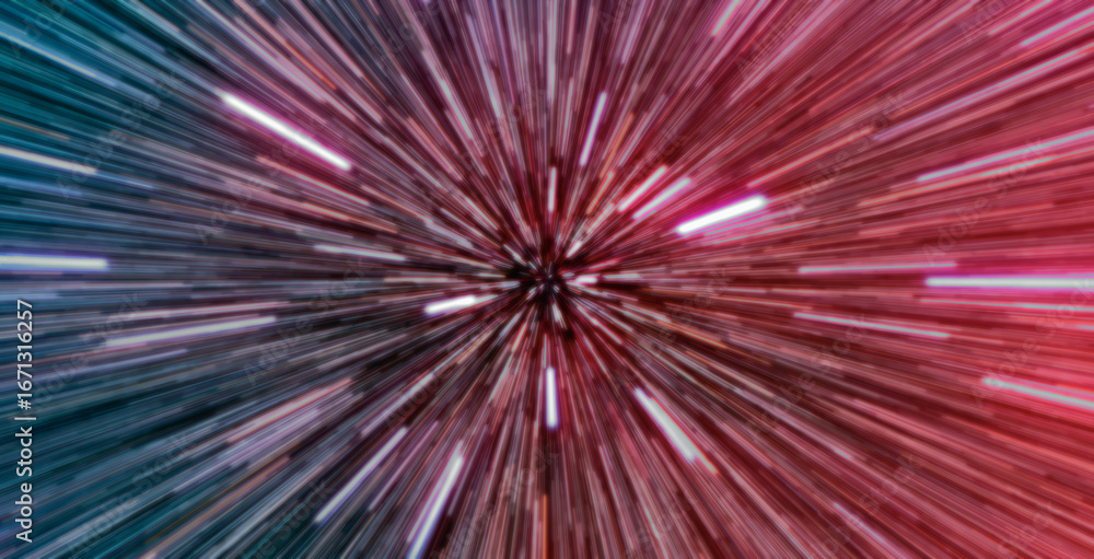 Fototapeta premium Abstract illusion concept - Abstract flight in space hyper jump illustration 