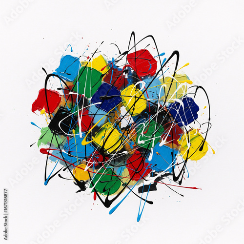 Abstract colorful watercolor paint splashes on white background. Colorful background