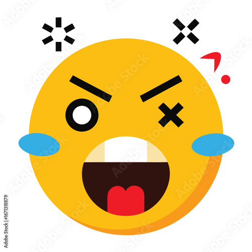 Dizzy and Confused Emoji with X Eyes and Asterisk Symbol Above Face