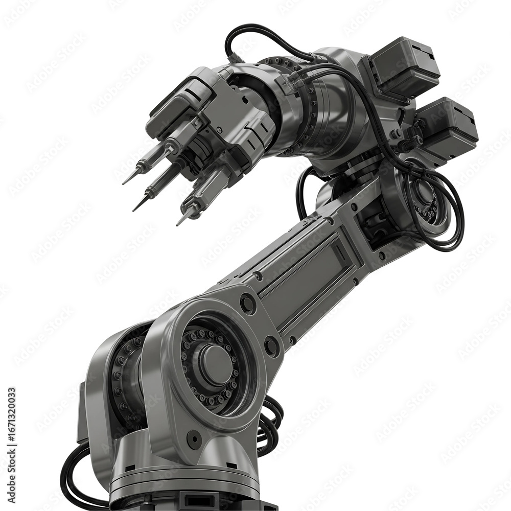 Robot arm, high-tech industrial automation, mechanical engineering technology, isolated on transparent background PNG Robot arm, high-tech industrial automation, mechanical engineering technology, isolated on transparent background PNG