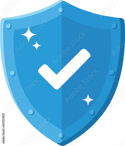 Blue Shield with Checkmark Protection Security Icon