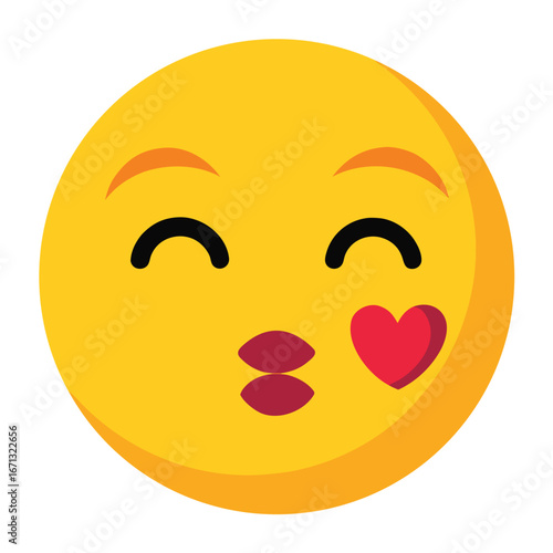 Kissing Face Emoji with Heart Yellow Smiley with Closed Eyes and Heart