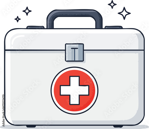 White First Aid Kit with Red Cross Emergency Medical Supply