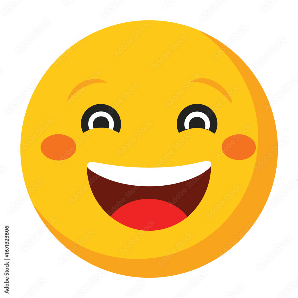 Fototapeta premium of a Smiling Orange Emoji with White Eyes and Teeth Displayed