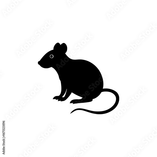 Black Silhouette of Mouse Icon Isolated