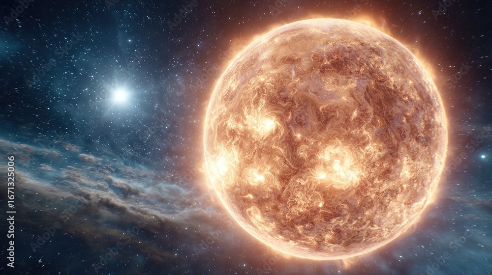 Fototapeta premium Fiery star in deep space