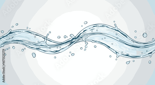 Dynamic water splash creates refreshing wave motion with sparkling droplets and clean blue hues