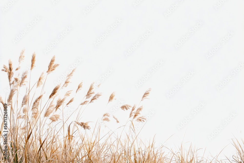 Fototapeta premium Dry grasses against white background