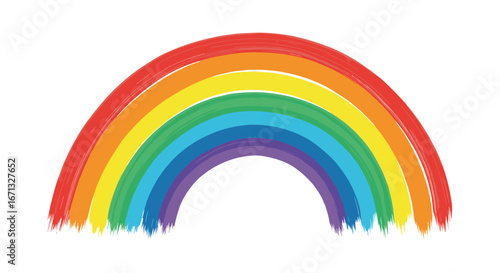 Vibrant rainbow arc with brushstroke texture brings hope and positivity to any design project