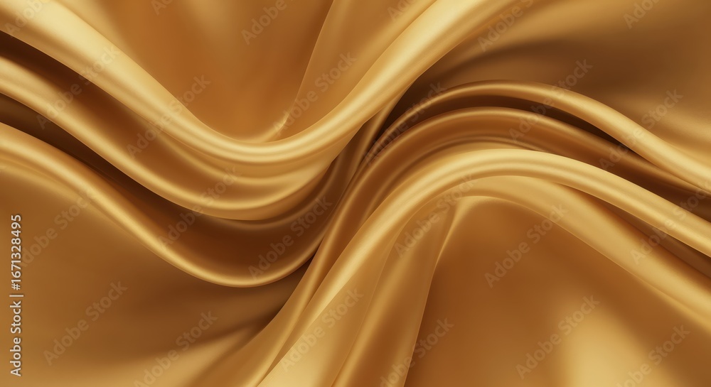 Obraz premium Golden Fabric: A captivating depiction of flowing gold fabric, swirling and cascading, inviting viewers to immerse themselves in a world of luxury and artistic expression.