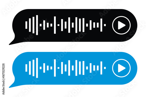 Media Player progress loading bar, play next, rewind fast forward buttons. Templates of music playback panel interface. Sound waves or voice message. Mini-player, embeddable into websites in eps 10.